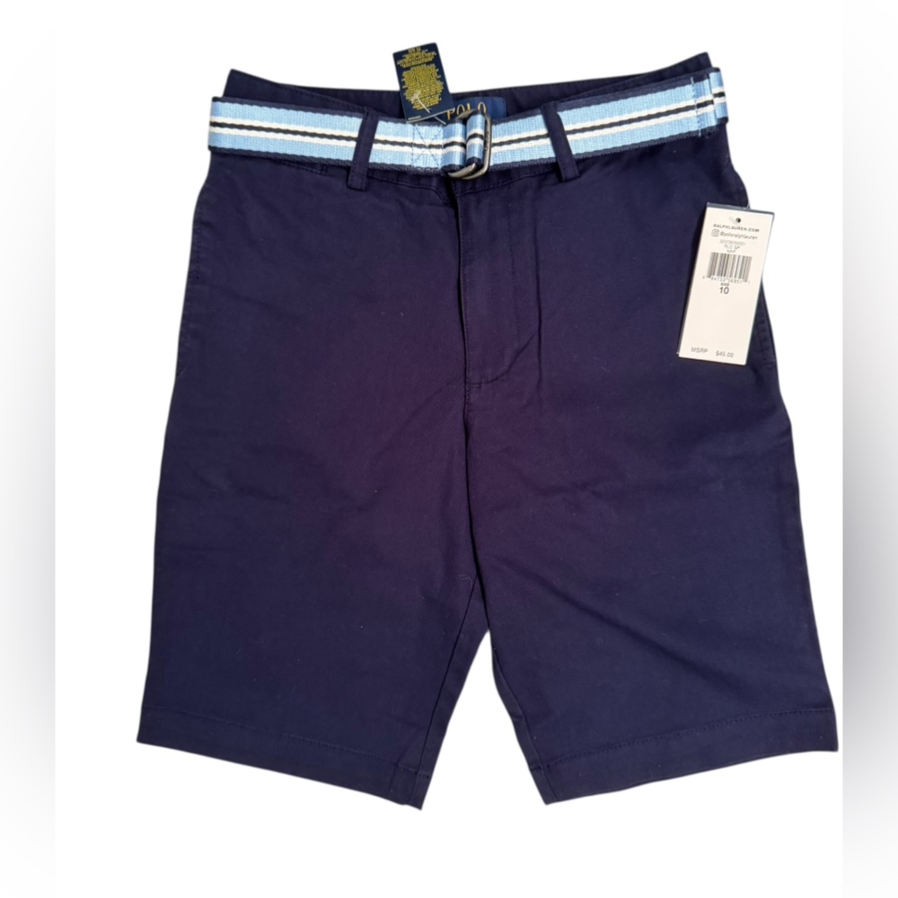 Polo by Ralph Lauren Dark Blue Shorts with Striped Belt sz 10